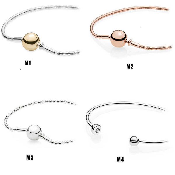 Reine Panjiaduola S925 Silber Rose Gold Me Serie Schlange Knochen Kette Perlen Armband Hängen String Bead Diy Zubehör