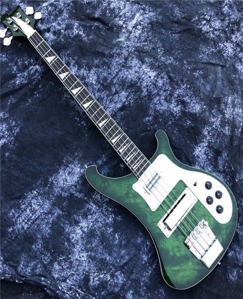 Прозрачная зеленая 4-струнная бас-гитара 4003, 4-струнная бас-гитара китайского производства со вставками со штифтами 6967659