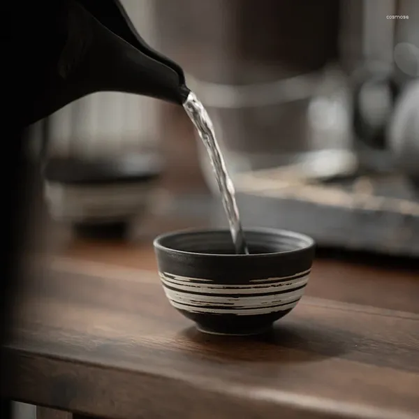 Tazze Piattini in ceramica grezza Set di tazze da tè vintage giapponesi in ceramica Zero abbinato Piccolo singolo maestro