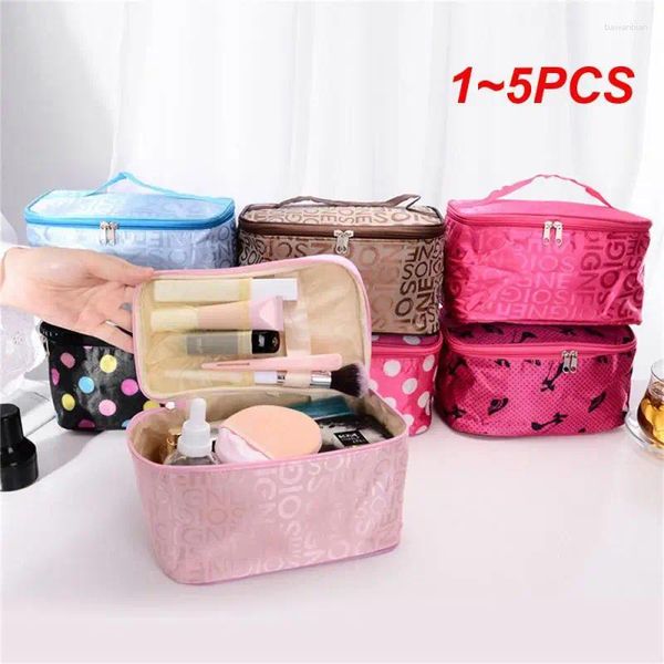 Borse portaoggetti 1-5 pezzi Borsa per cosmetici da donna Borsa per articoli da toeletta impermeabile per la casa Organizzatore da viaggio portatile con rossetto, collana, braccialetto, trucco