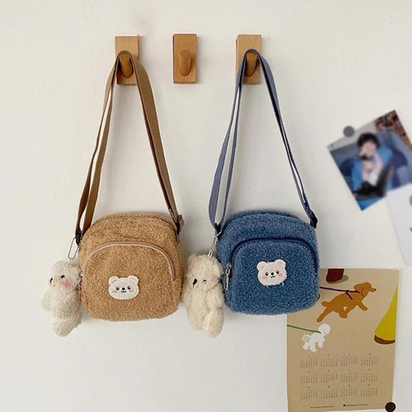 Borse da sera Autunno e inverno Borsa a tracolla con orsetto carino da donna in peluche per cellulare per bambina e bambina