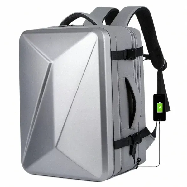 USB-Rucksack mit großer Kapazität, Hartschale, Pendlertasche, Notebook, 17-Zoll-Computertasche, ABS-Material, wasserdichter Reisekoffer F7AZ #