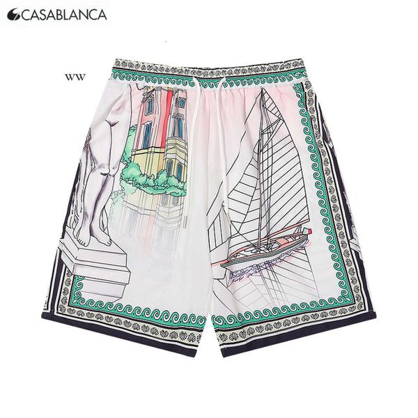 Casa Blanca Pantaloncini da uomo Designer Casablanc Camicia Set di seta per l'estate Casa Blanca Pantaloncini da spiaggia stampati a maniche corte Casa europea e americana 9245