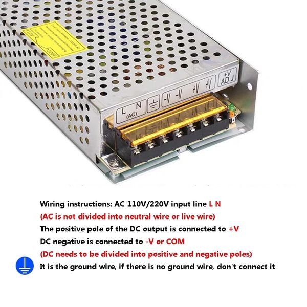 Fonte de alimentação de comutação LED DC 24V 24W 48W 100W 360W 720W Transformador de luz AC 100-240V Adaptador SMPS para tiras de LED CCTV