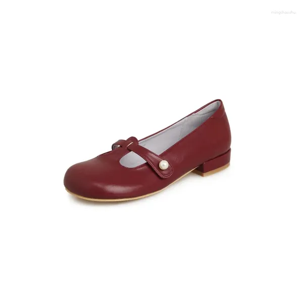 Sapatos casuais primavera mulheres bombas de couro natural 22-24.5cm crianças camurça pele de porco cheia mary jane dedo do pé redondo t-fivela