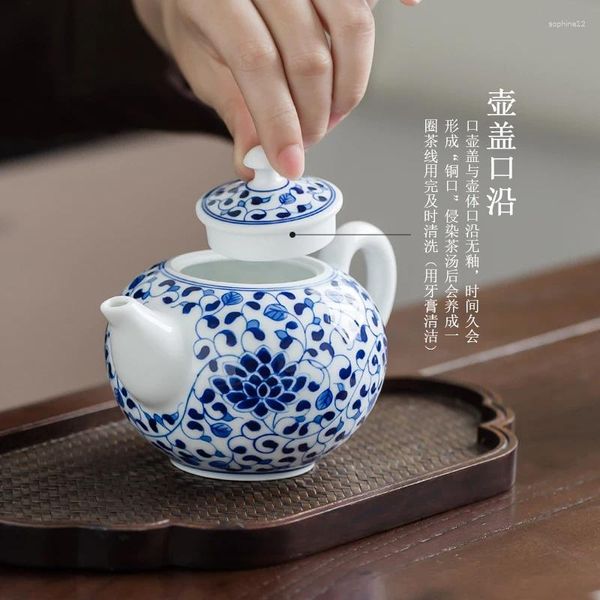 Наборы чайной посуды Цзиндэчжэнь, ручная роспись, фарфоровый бытовой замок, ветка лотоса, маленький чайник, чашка с фильтром, один горшок, чайный сервиз