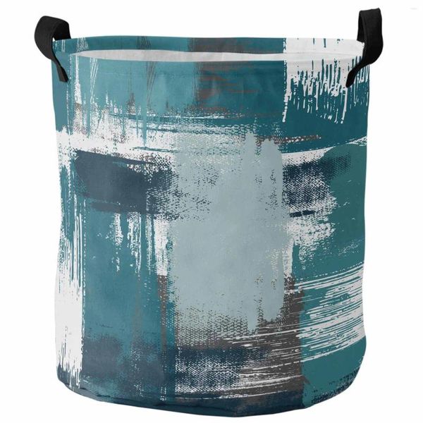 Мешки для стирки, абстрактная картина маслом, сине-зеленая складная корзина для хранения детских игрушек, водонепроницаемый органайзер для грязной одежды в комнате