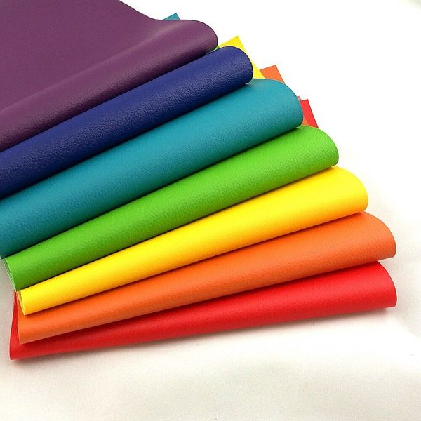 7pcs Rainbow Litchi Padrão Pu Leatherette Faixa Faux Leather for Sewing Saco de roupas Sofá Carro Diy Material 20x30cm folhas