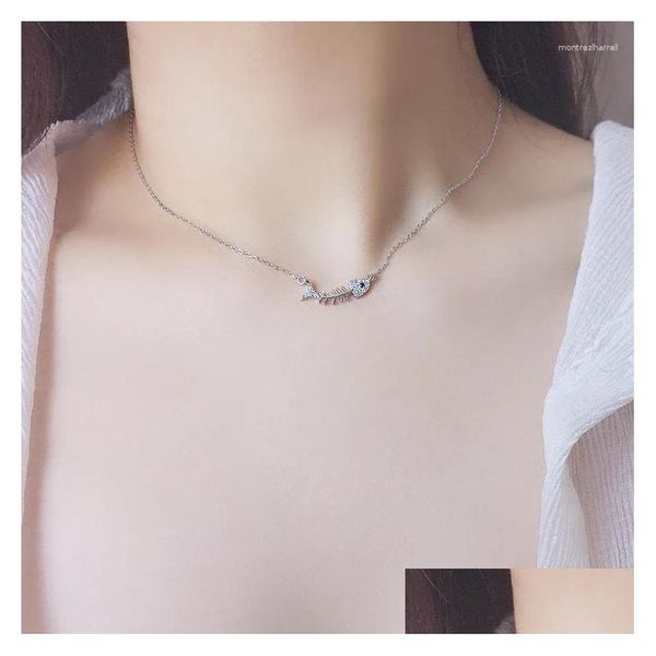 Andere Anhänger 925 Sterling Silber Schmuck Großhandel Koreanische Mode Fishbone Kreative Weibliche Persönlichkeit Anhänger Halskette Für Frauen Drop Otflm