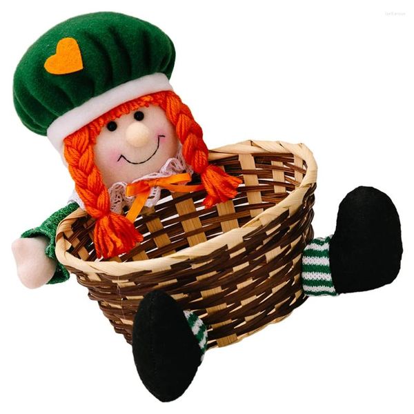 Piatti St Patricks Day Candy Dish Leprechaun Cappello Plush Gnome Bowl Shamrock Keys Keys Basket Table Shelf Decorations Decorations