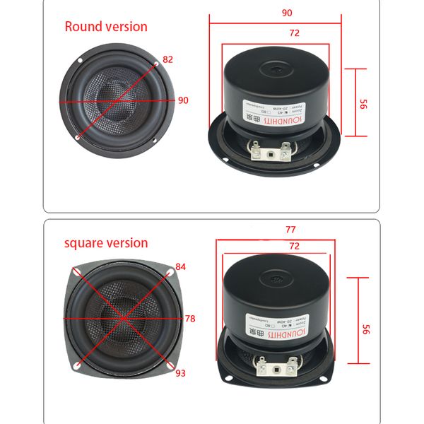 25 ~ 40 Вт 3 -дюймовой динамик блок 4 ~ 8ohm Subwoofer Subwufer Bass Bass Hi -Hi -Speaker naters Стеклянное волокно.