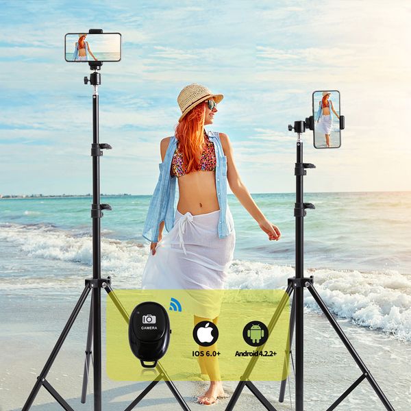 Portable 160 cm da 200 cm Selfie Strong Photo Tripode Stand per il cellulare Lampada ad anello della fotocamera digitale con telecomando Bluetooth