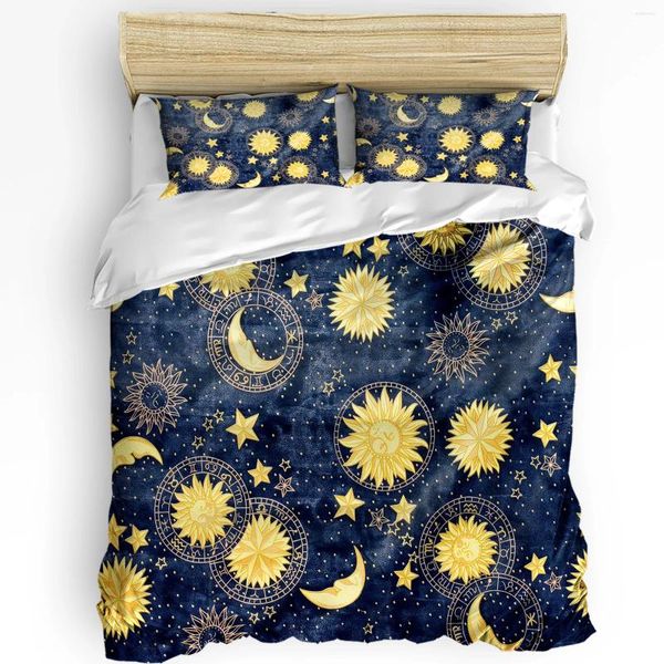 Conjuntos de cama Sol Lua Universo Céu Conjunto 3 Pcs Meninos Meninas Duveta Capa Fronha Crianças Adulto Quilt Cama Dupla Home Têxtil