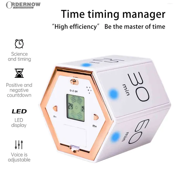 Orologi da tavolo Display a LED Promemoria per la gestione del tempo creativo 15 secondi Prompt lungo Timer per il conto alla rovescia Conto alla rovescia Gadget da cucina per la casa