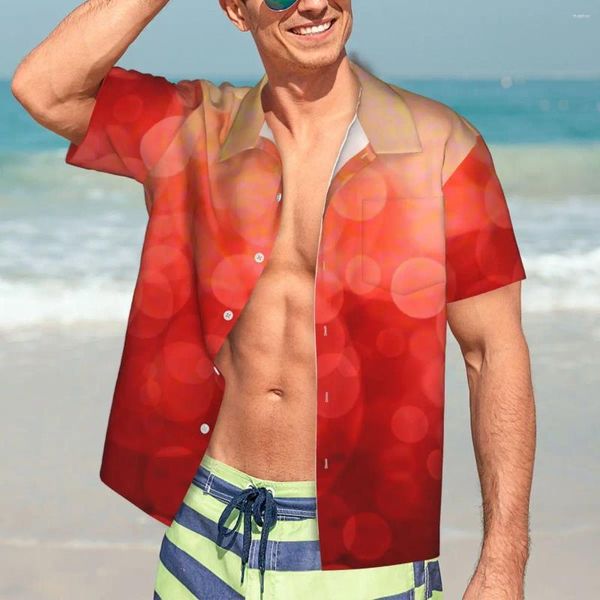 Camisas casuais masculinas pôr do sol manchado impressão camisa de férias arte abstrata havaí homens blusas elegantes manga curta respirável design top