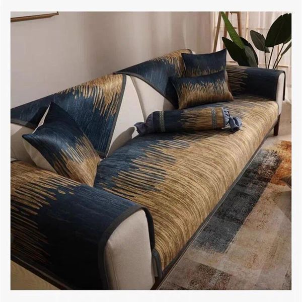 Чехлы на стулья с геометрическими линиями, чехол для дивана, подушка в полоску, четырехсезонное кресло, спинка, полотенце, нескользящий диван, роскошный 3-местный диван