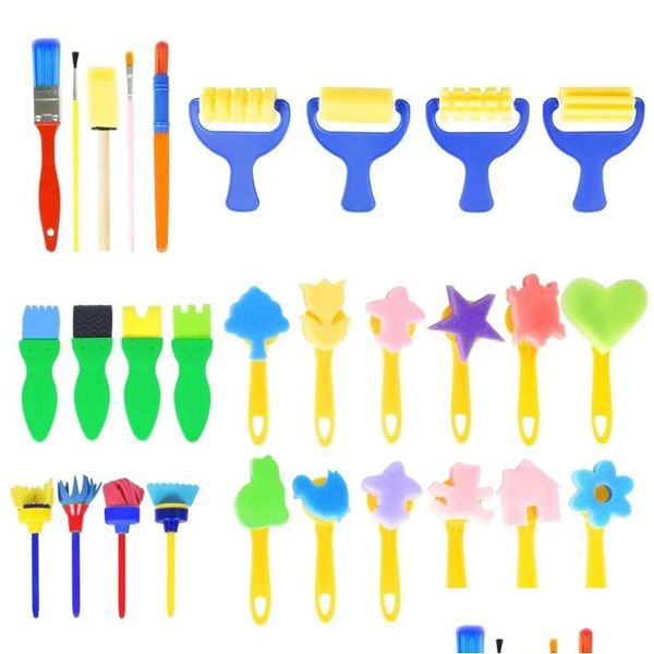 Disegno Pittura Forniture 29 Pz set Bambini Bambino Spugna Timbro Pennello Ding Giocattoli Garten Educativi Fai da te Arte Artigianato Iti Creatività Bambini Dhqad