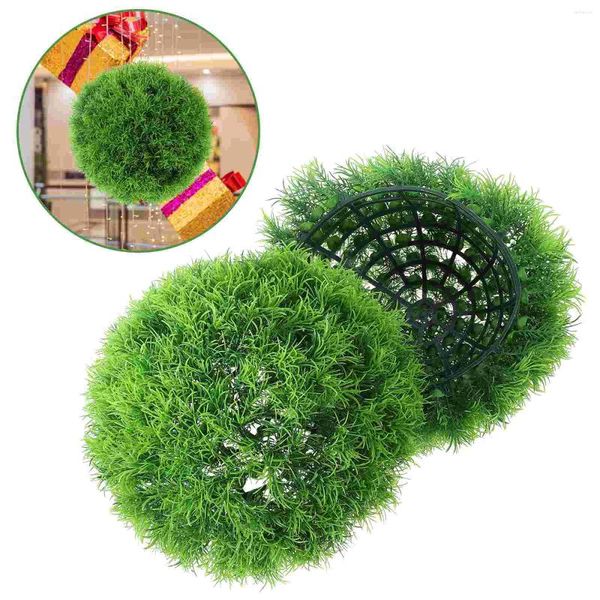 Flores decorativas redondas bola de grama artificial mãe decoração para casa globos verdes planta de plástico para sala de estar