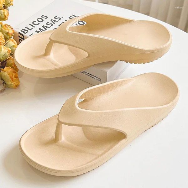 Chinelos de cor sólida sapatos masculinos sala de casa antiderrapante resistente ao desgaste e leve confortável feminino flip flops