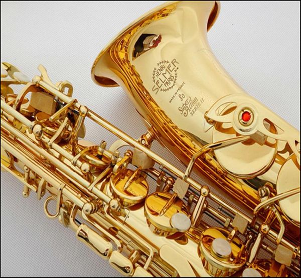 França Marca SAS802 Alta Qualidade Alto Eb Saxofone Laca Dourada de Latão Sax Performance Instrumento Musical Com Acessórios de Caso In7326166