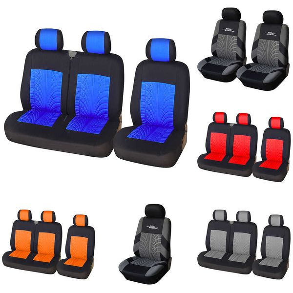 Atualizar 1 + 2 assento de carro capa de material alto fibra de poliéster estilo vinco de pneu vermelho/azul/cinza adequado para interior automotivo