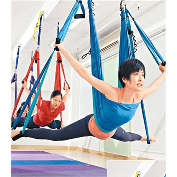 Yoga Stripes Hängemattenschaukel Fallschirmstoff Inversionstherapie Anti-High Strength Gym Hängende Streifen7943355 Drop Delivery Sports Outd Dh8Uq