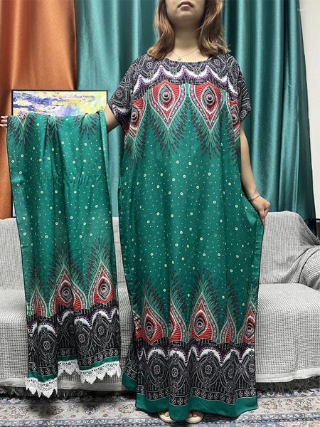 Этническая одежда Абая для женщин Традиционный Рамадан Хлопок с принтом Свободный женский халат Ислам Нигерия Платья Молитвенная одежда с 160x80 см