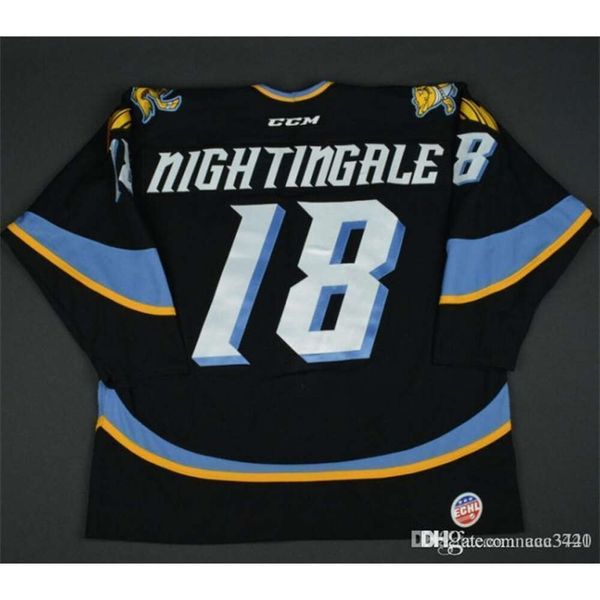 24S tage Men Jared Nightingale- Toledo Walleye ECHL Captains' Club Jersey usada no jogo ou personalizada qualquer nome ou número retrô Jer