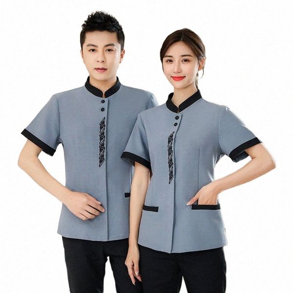 Serviço de limpeza Uniforme Manga Curta Hotel Guest Room Roupas de Trabalho Verão Desgaste Feminino Propriedade Piso Cleaner Tia PA Uniforme Ne K2Bh #