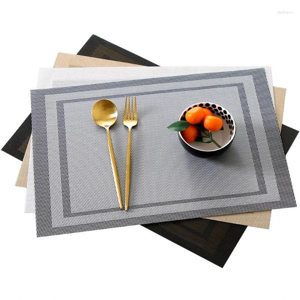 Tapetes de mesa 8 peças tecido pvc placemats mancha de calor antiderrapante lavável durável cozinha jantar retângulo placa almofada atacado xb