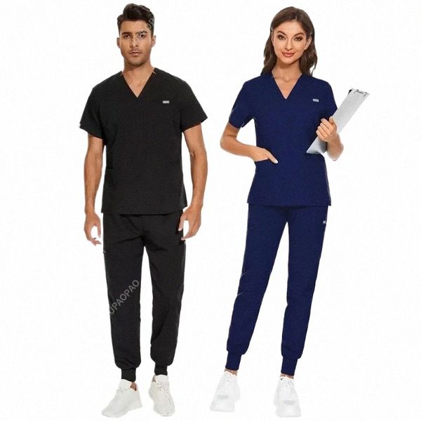 Unisex Medizinische Uniformen Klinische Uniform Männer Pflege Kleidung Arzt Kostüm Krankenschwester Scrub Sets Zahnarzt Arbeitskleidung Include Tops Hosen T3re #