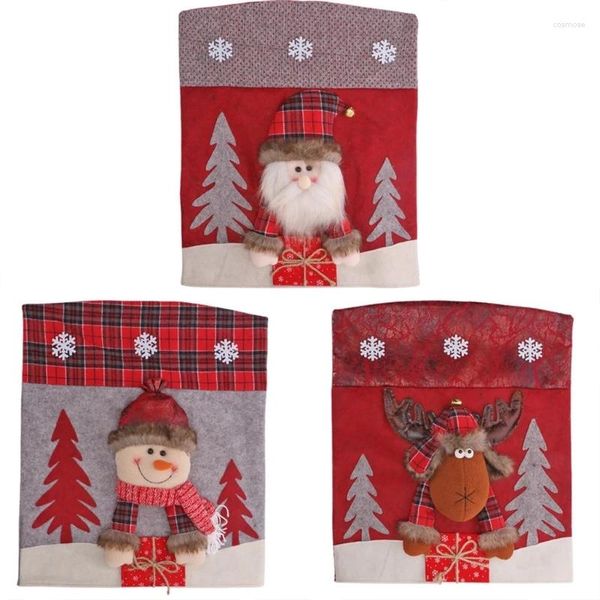 Capas de cadeira Capa de Natal 3D Cartoon Home Mesa Jantar SeatCover Cerimônia Banquete Decoração Festa Ano