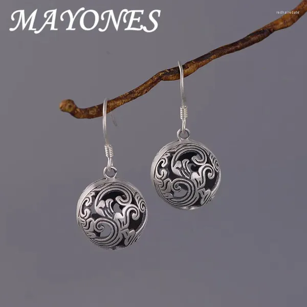 Висячие серьги MAYONES, подлинное серебро 925 пробы, полые серьги из бисера для женщин, винтажные маленькие шарики, висячие обручальные украшения