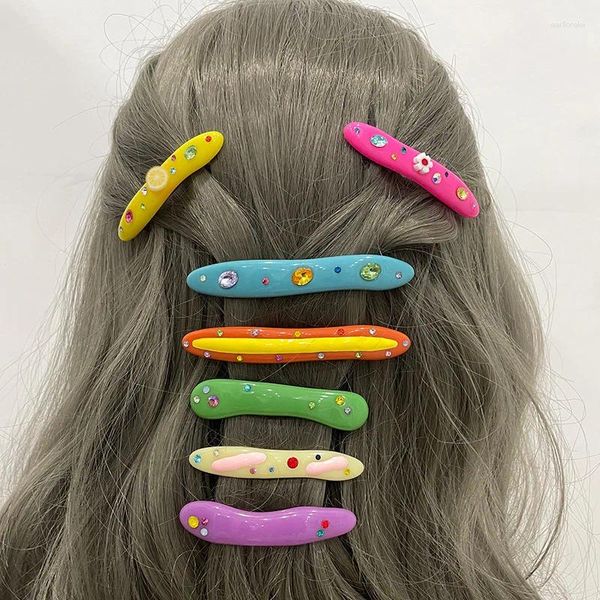 Haarspangen Frühling Candy Farbe Acryl Haarnadeln Niedliche ovale Pony Clip Entenschnabel für Mädchen Geburtstag Party Geschenk