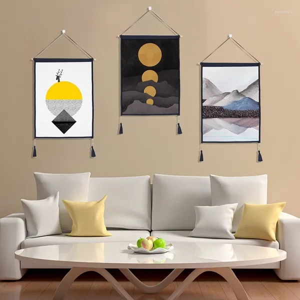 Wandteppiche, 3 Teil/Set, nordischer Wandbehang, Tapisserie, Hügel, Sonnenuntergang, Landschaft, Kunst, Hintergrund, Stoff, Heimdekoration, 45 x 65 cm