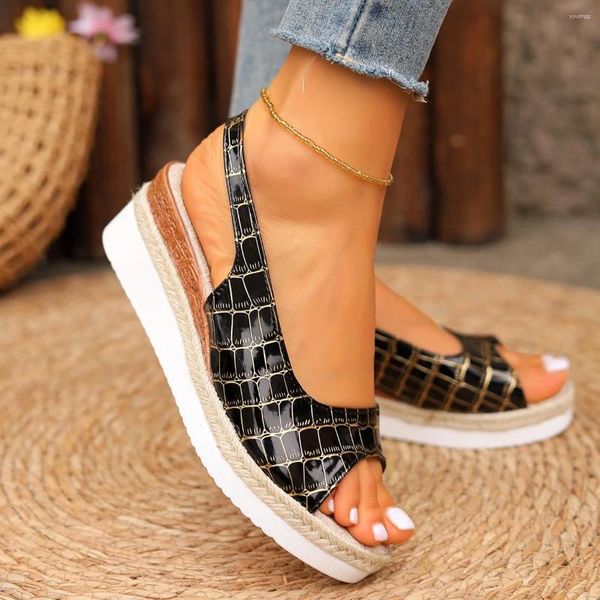 Scarpe eleganti scozzesi leggere moda donna plateau zeppa sandali con fibbia viaggi all'aperto per le donne