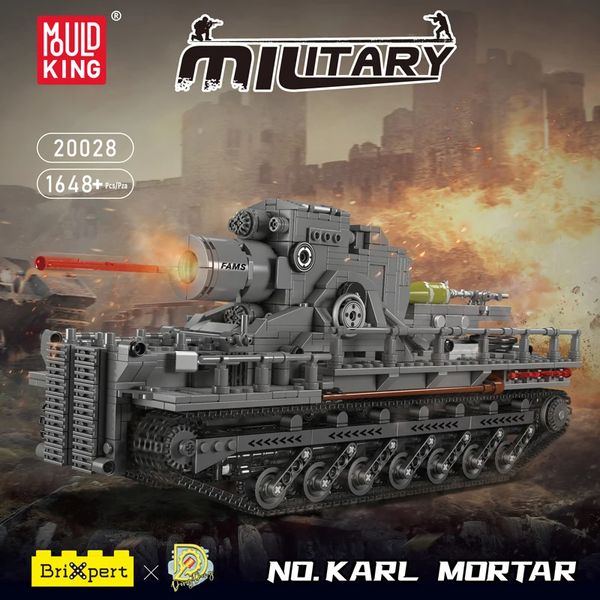 Der Militärpanzer-Baustein Mould King 20028, ferngesteuerter Karl-Mörser-Modell, Montage eines Panzer-Kampffahrzeugs, Ziegelstein-Jungenspielzeug für Kinder, Weihnachts- und Geburtstagsgeschenk