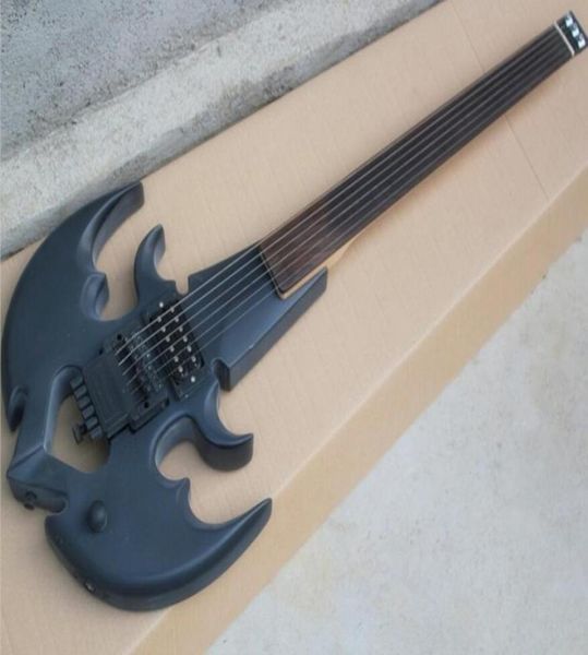 Guitarra elétrica sem trastes de âncora preta fosca com guitarra sem braço de pau -rosa, guitarra pode ser personalizado como request5069067