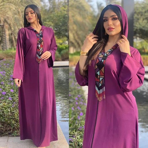 Roupas étnicas Médio Oriente Muçulmano Luz Luxo Com Capuz Cor Tassel Folk Traje Saudita Dubai Mulheres