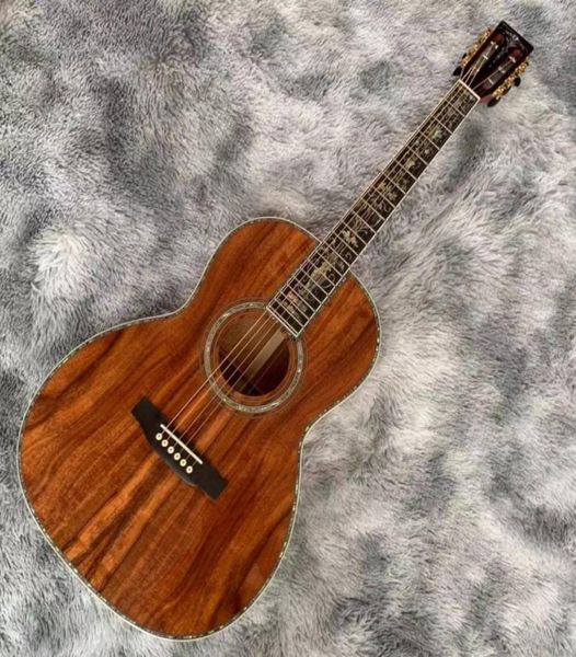 Akustische Gitarre komplett KOA Holz OOO Form 40 Zoll schwarz Finger5990016