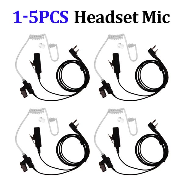 1-5pcs 2 Pin Ohrhörer Headset Ptt Mic 1M Ohrhaken Walkie Talkie Earbud Interphone Earphone für Baofeng UV5R/Kenwood/Hyt