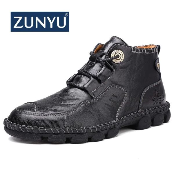 Stiefel Zunyu neuer Herbst Early Winter Männer Arbeit Stiefel Leder Man Mann Knöchel Boots Herrenstiefel Herbst Männer Schuhe Casual Schuhe große Größe 3848