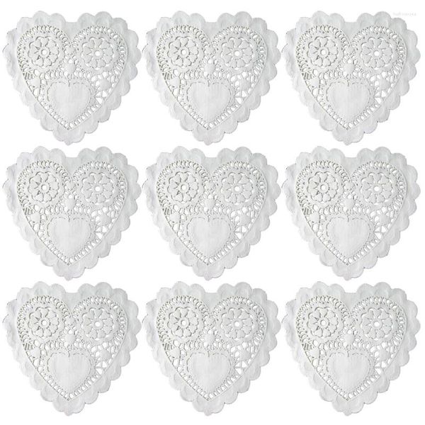 Pillow 100 Stück Tischsets mit Blumenmuster, Liebesherzen, Papierdeckchen, ausgehöhlte Tischsets, Kuchen, Backen