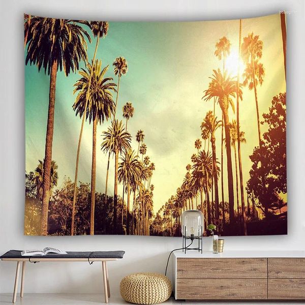 Tapeçarias Coqueiro Tapeçaria Natureza Pintura Cênica Boho Tropical Planta Dormitório Decoração Pendurada na Parede