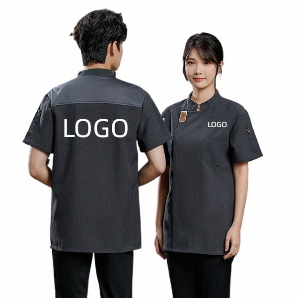 Chef uniforme de trabalho uniforme masculino nome personalizado impressão logotipo camisa de manga curta jaqueta pão restaurante bolo loja cozinha d7kn #