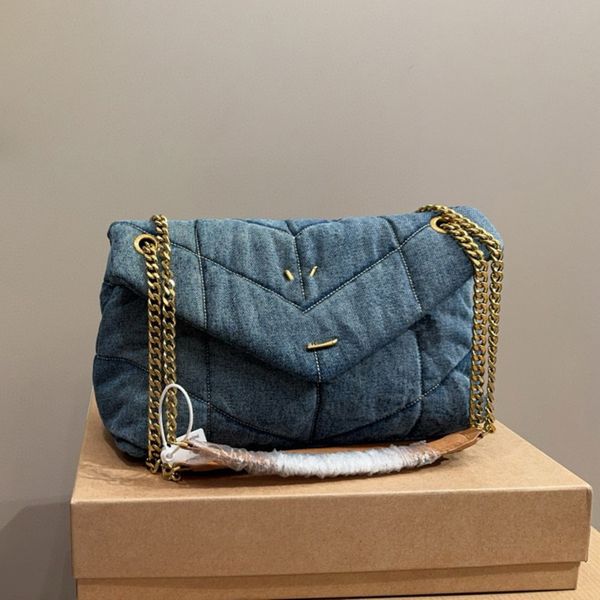 Дизайнерская роскошная сумка на плечо с металлической цепочкой, джинсовый кошелек, сплошной цвет, потертая в стиле ретро, женская повседневная сумка на плечо, hh