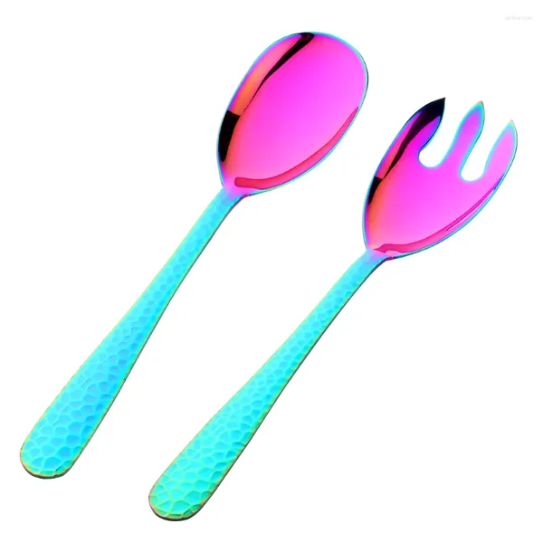 Set di posate 1/2 pezzi grande cucchiaio da insalata forchetta acciaio inossidabile oro rosa posate di grandi dimensioni utensili da portata lunghi utensili per pasta