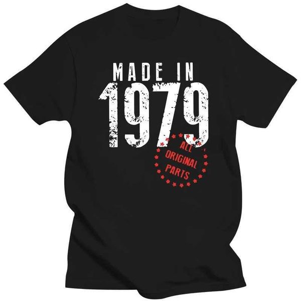 Мужские футболки Cool Made in 1979. Все оригинальные детали. Большая футболка с подарочным принтом. Y2K Мужская футболка с короткими рукавами в стиле хип-хоп. Уличная одежда. Футболка для спортзала J240330