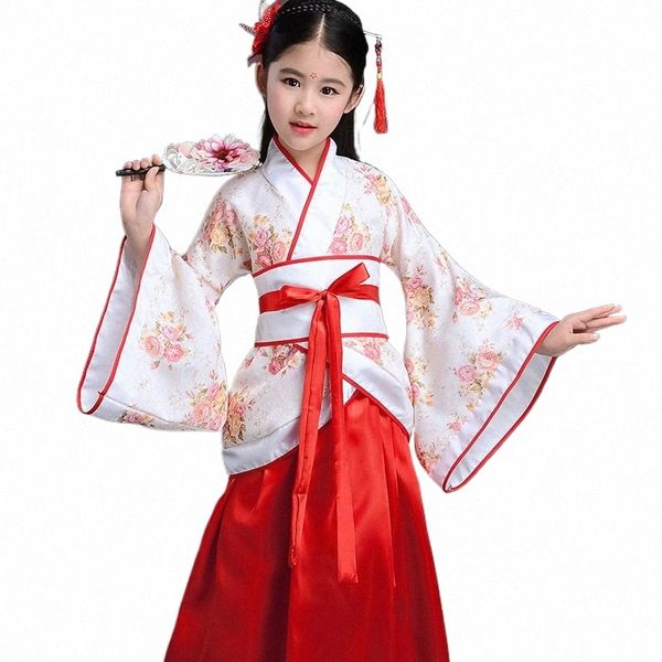 Костюм для девочек, детский Кимо, традиционный винтажный этнический веер, студенческий костюм для хорового танца, японский стиль юката Кимо, J9g2 #