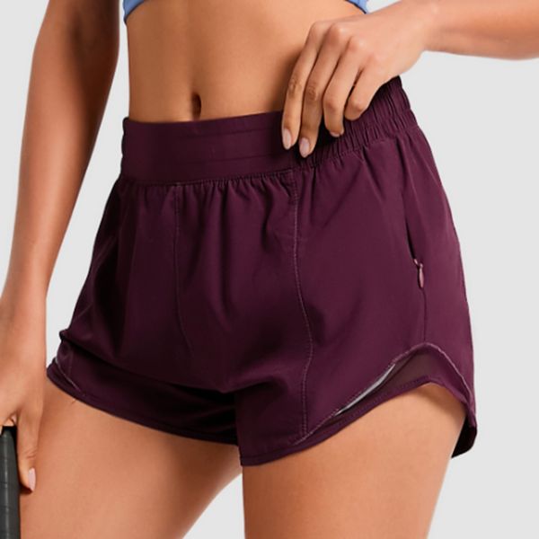 Ll Shorts a bassa ascesa calda e shoga di asciugatura traspirante e rapido con pantaloncini sportivi incorporati incorporato e pantaloncini da corsa con corse continue Lu Lu Women's